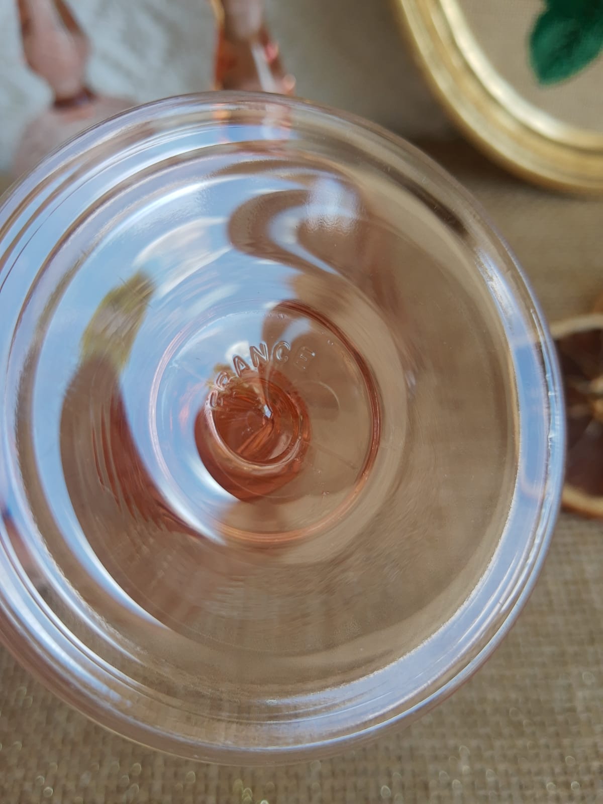 Set of 4 vintage rosaline walking glass