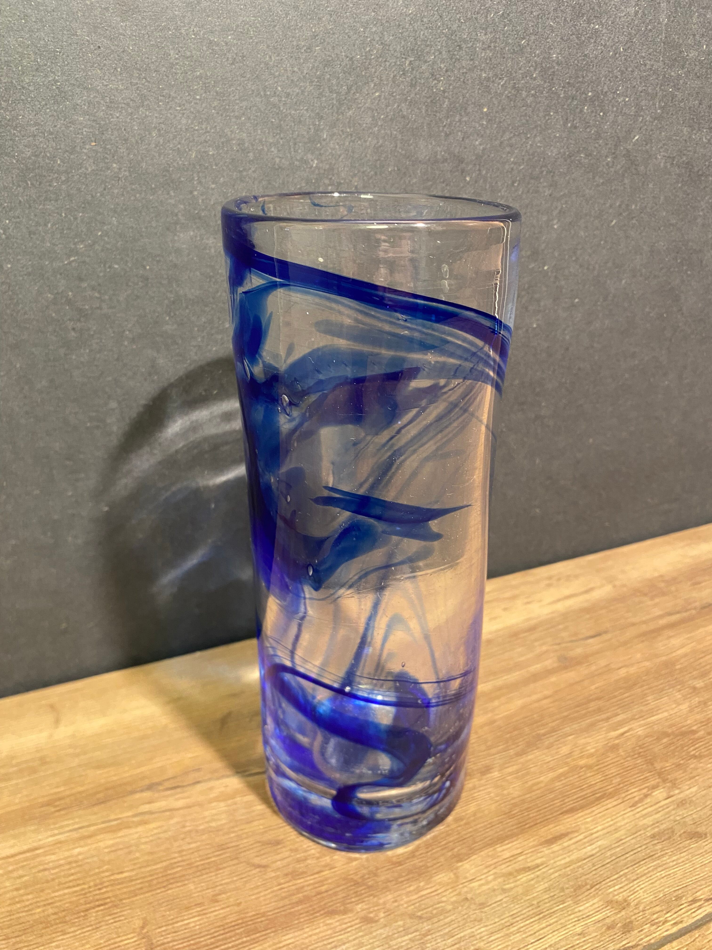 Tubular vase in stylized glass, arts and crafts