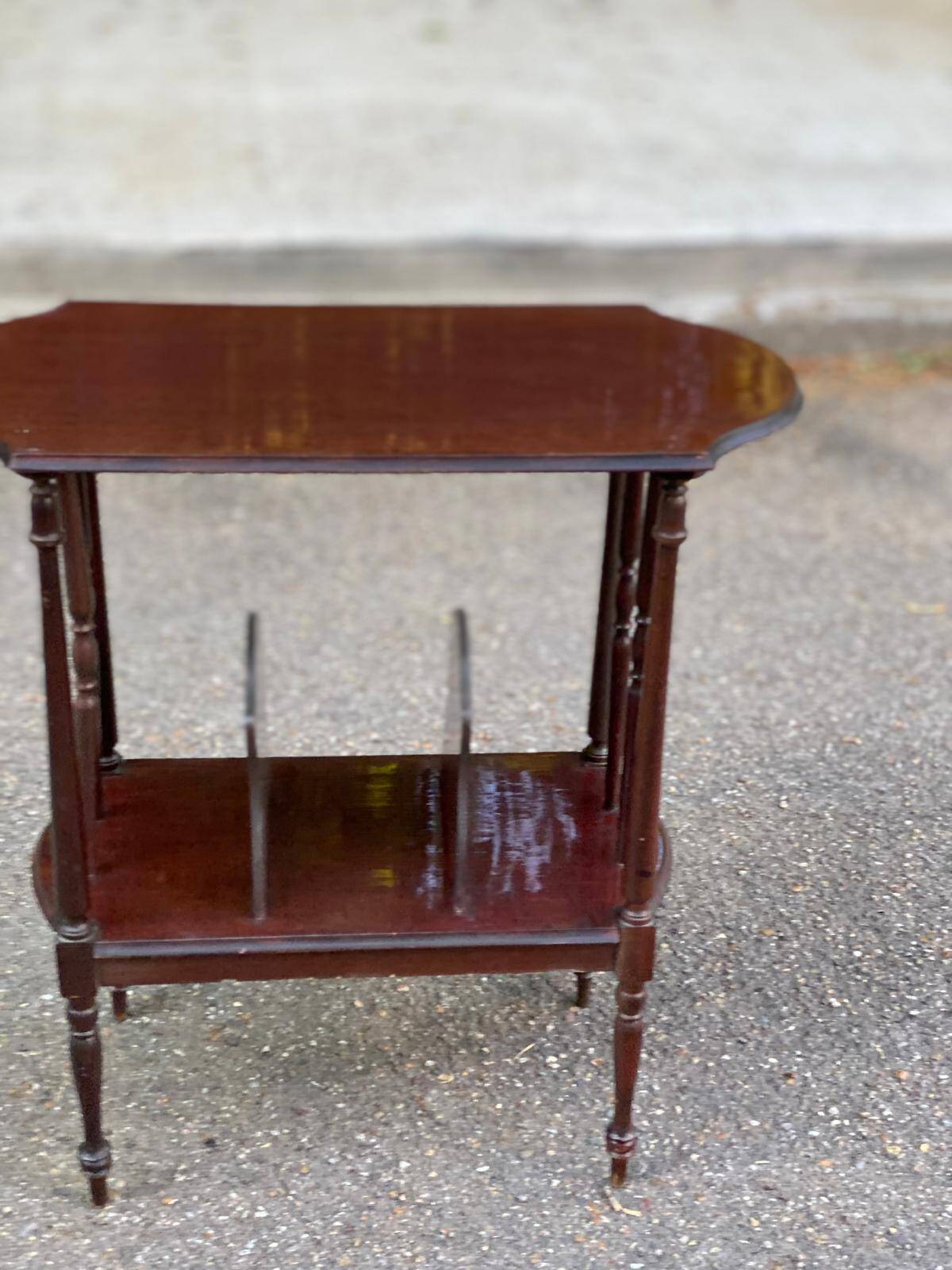 Vinyl or sheet music storage unit, wooden side table with bars