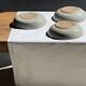 Set of 7 handmade grey glazed ceramic deep plates D18.5 H5.