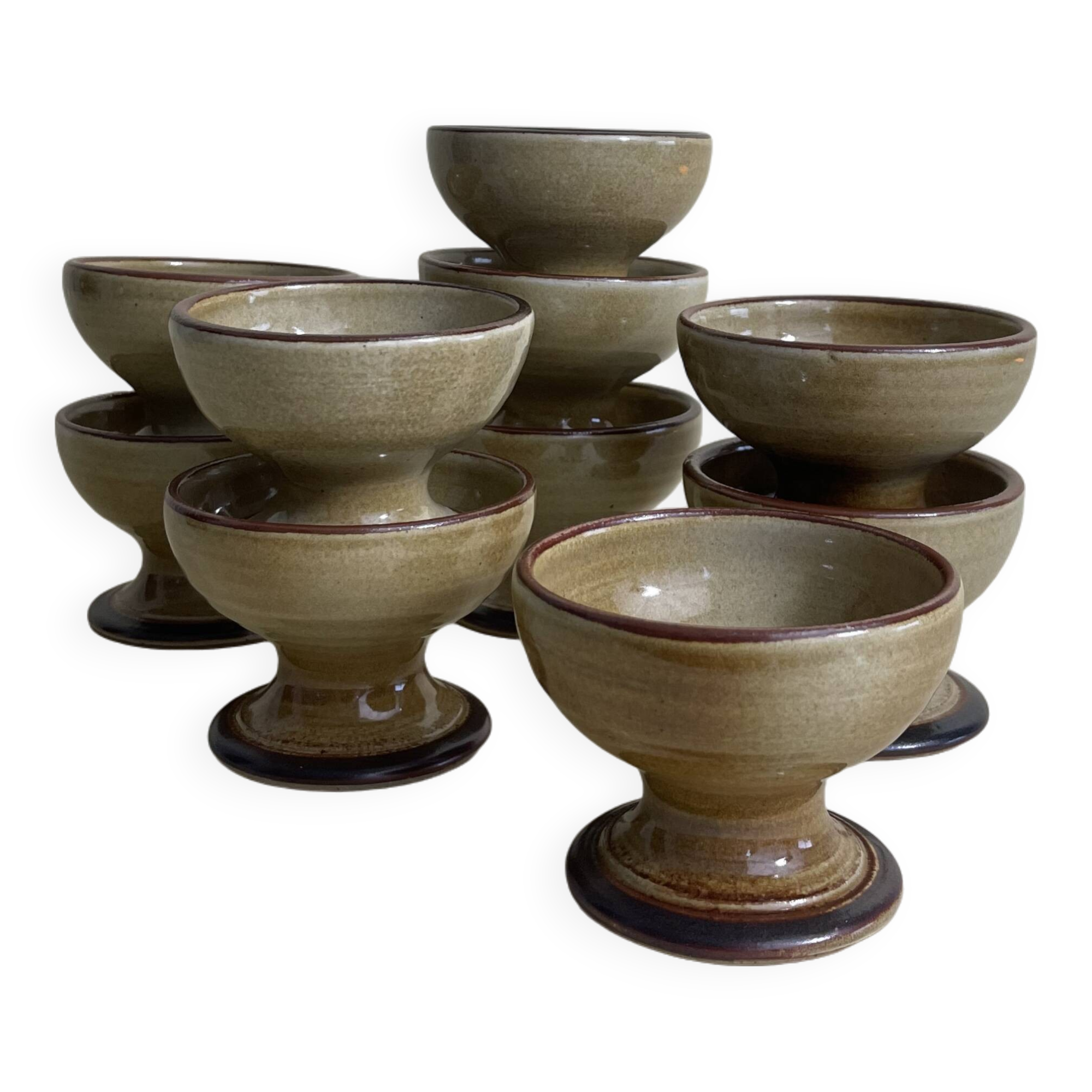 10 Glazed Stoneware Cups