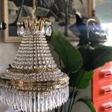 Crystal and brass chandelier
