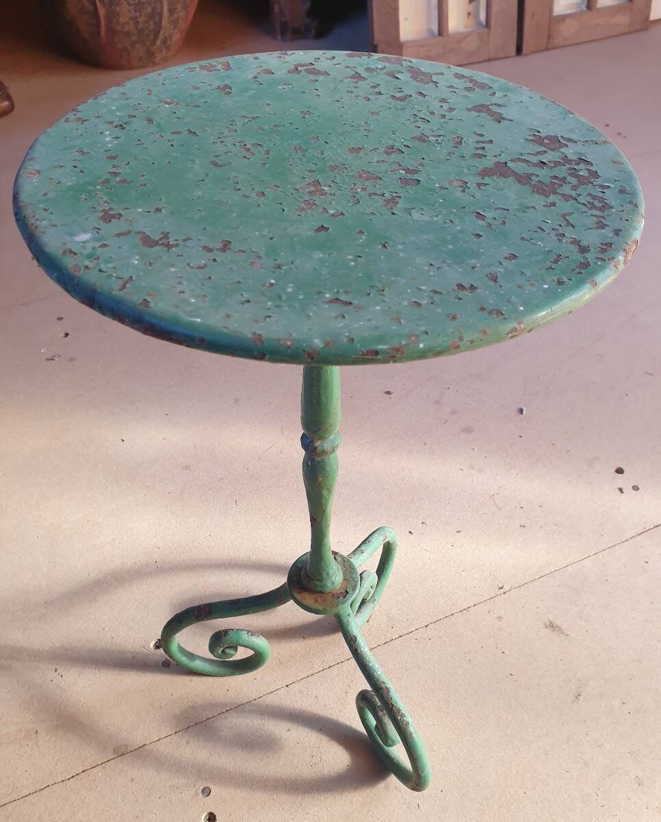 Small green metal side table - mid 20th century