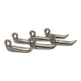 Set of 6 French Vintage Silver Metal Elongated Swan Cutlery Rests