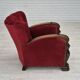 1950s, Danish armchair with footstool, furniture velour, ash wood.