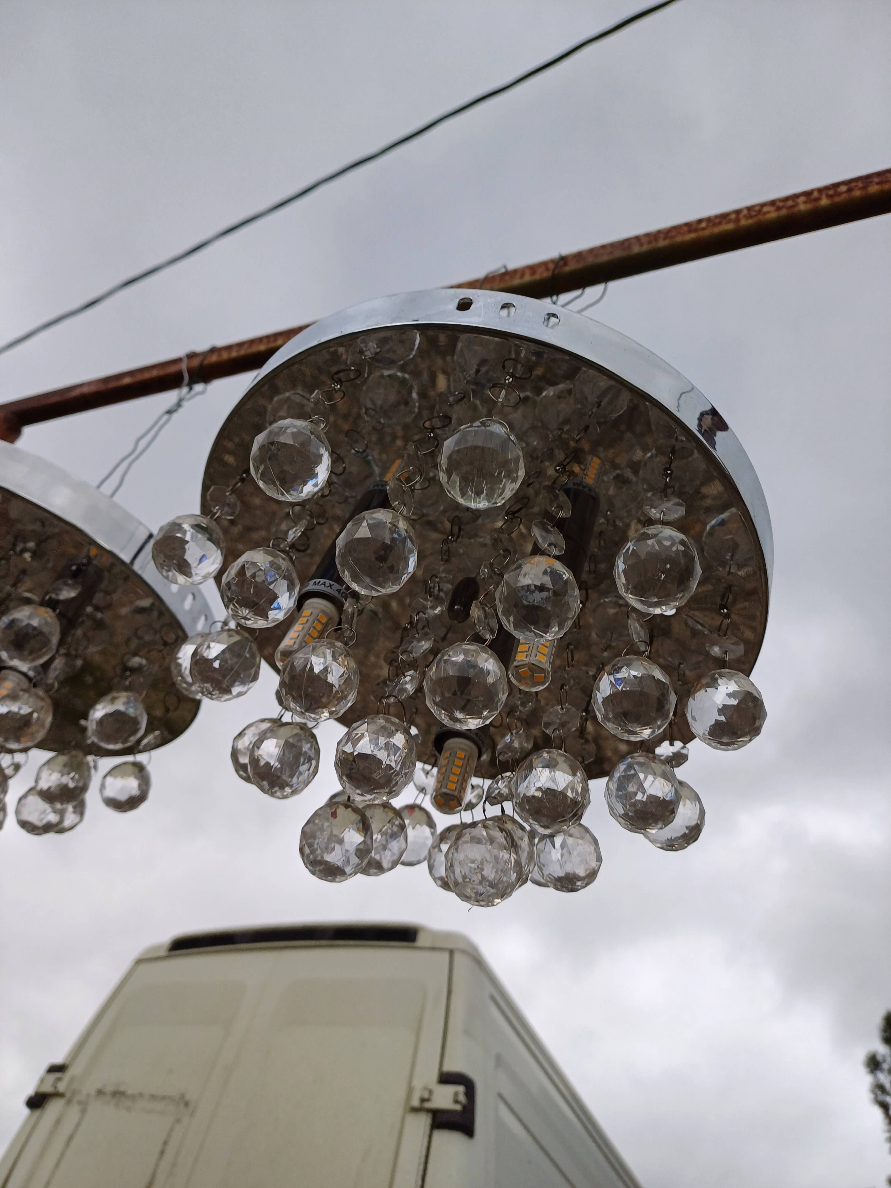 4 Suspensions Vintage Chrome et Pampilles