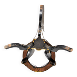 Napoleon III Gueridon Table blackened wood and gilded bronze swan - Mother-of-pearl marquetry top 19th century.