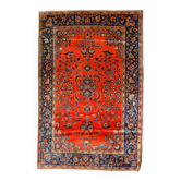 Handmade antique Persian Sarouk rug 4' x 6.4' (122cm x 195cm) 1920s - 1B785