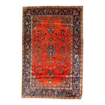 Handmade antique Persian Sarouk rug 4' x 6.4' (122cm x 195cm) 1920s - 1B785