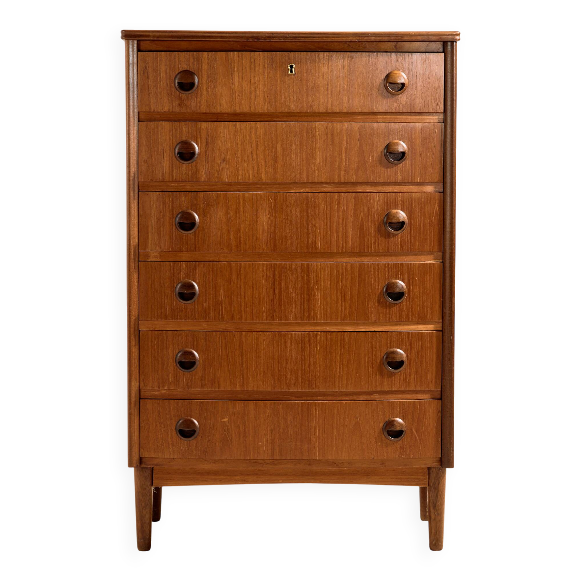 Teak chest of drawers with six drawers