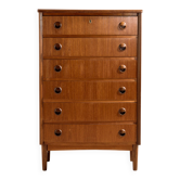 Commode en teck à six tiroirs