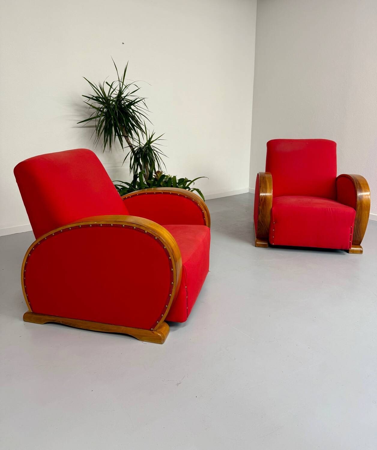 2 anciens fauteuils club art déco années 30 structure bois courbé