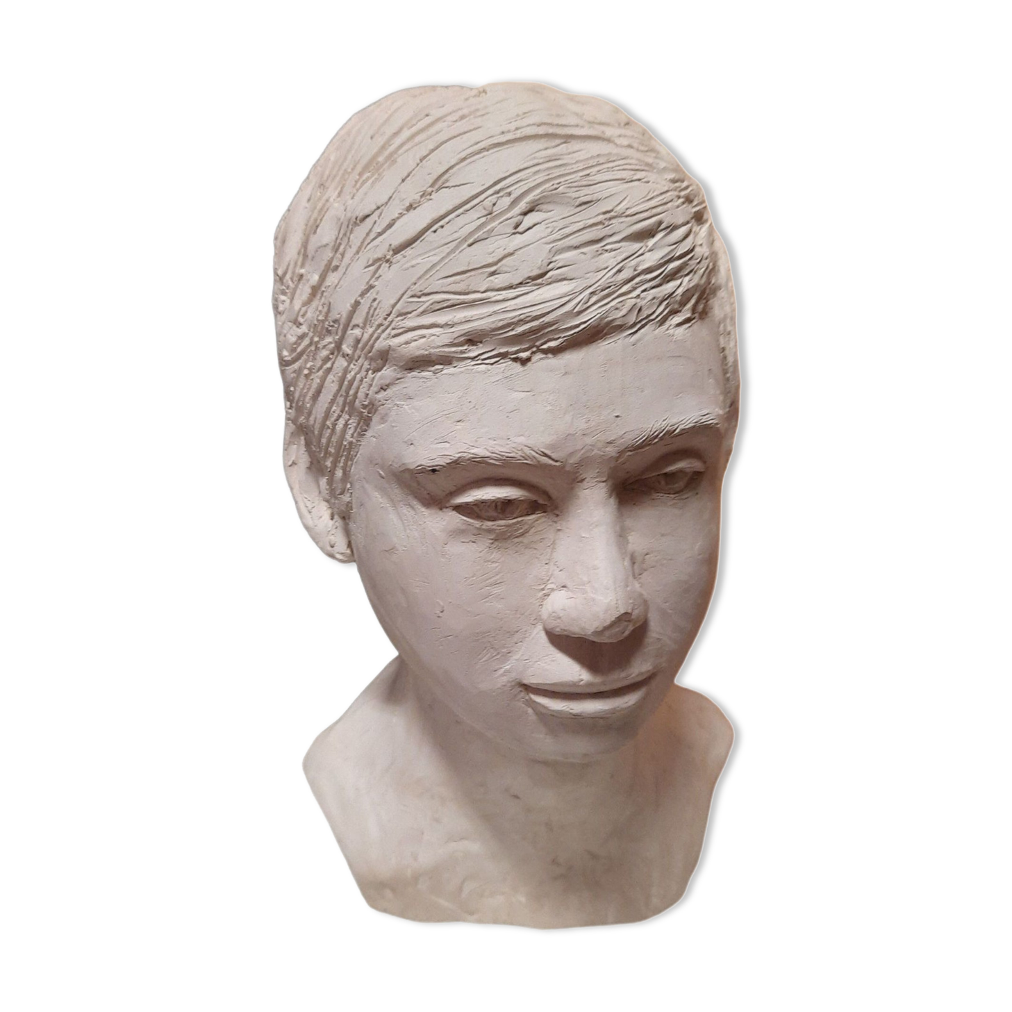 Boy's head in plaster
