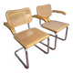 Pairs of Cesca B64 armchairs with armrests by Marcel Breuer