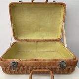 Small vintage rattan suitcase, bohemian spirit, 1960s-70s.