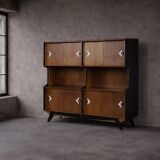Vintage Mid-Century Danish Modern Teak Sideboard with Hand-Painted Pattern