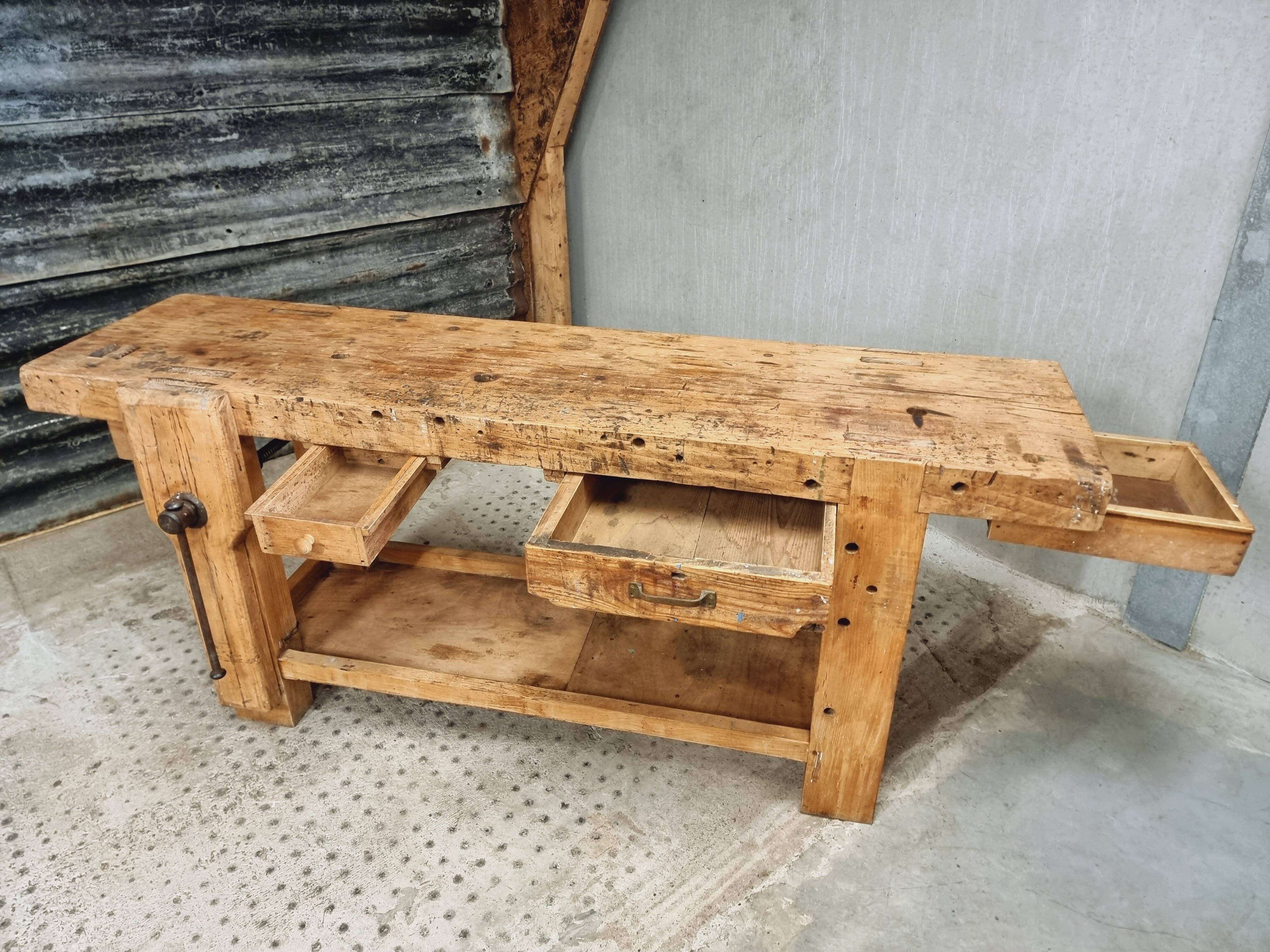 Old workbench side table bathroom furniture 48 x 193 cm