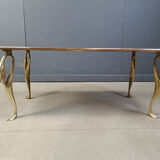 Vintage brass swan coffee table, 1970s