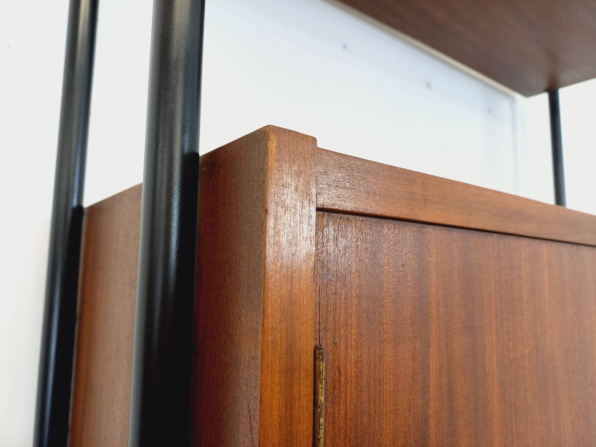 Vintage Italian modular bookcase in teak, metal and melamine
