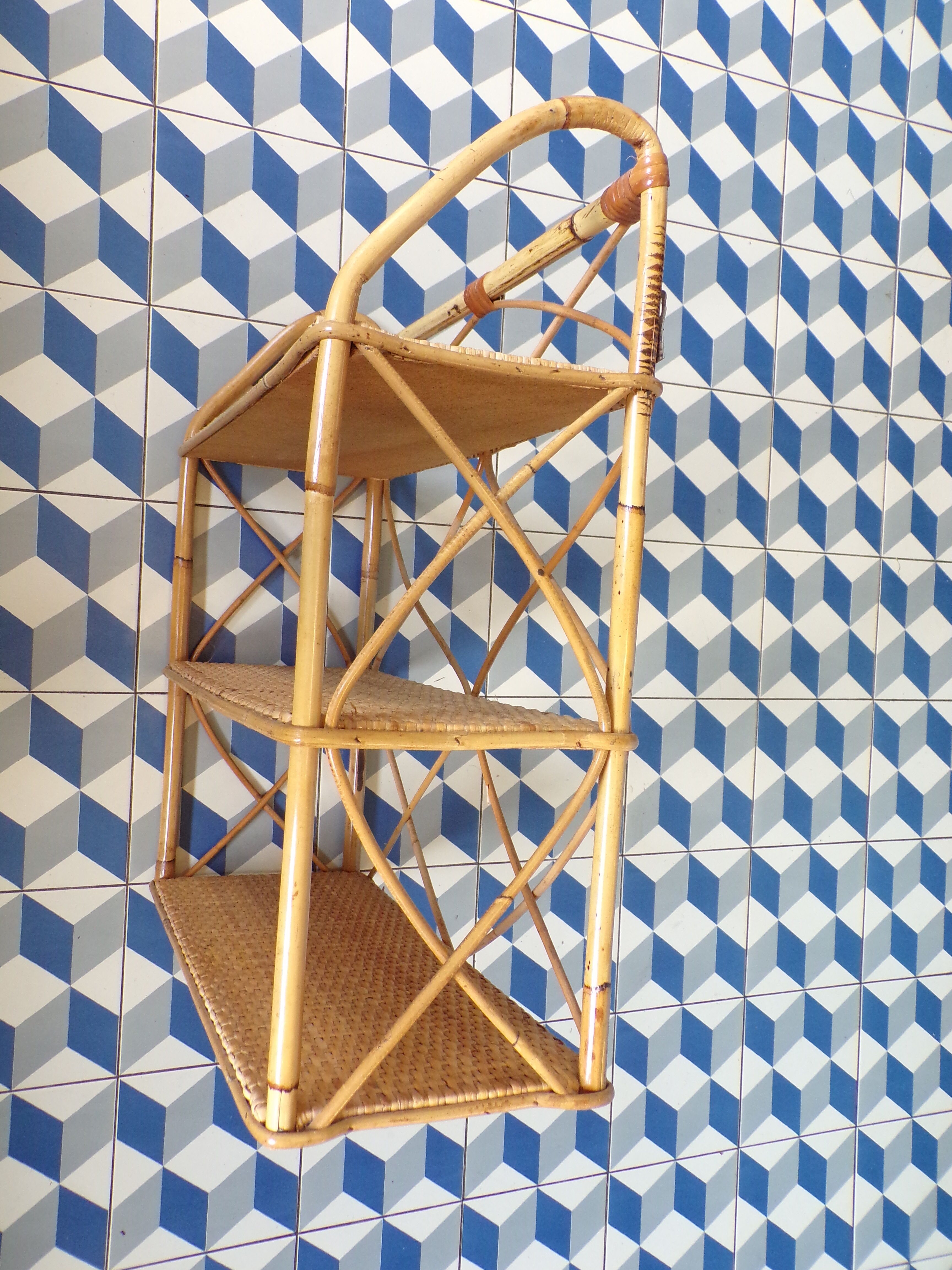 Vintage rattan shelf