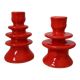 Pair of colorful poppy red ceramic candle holders