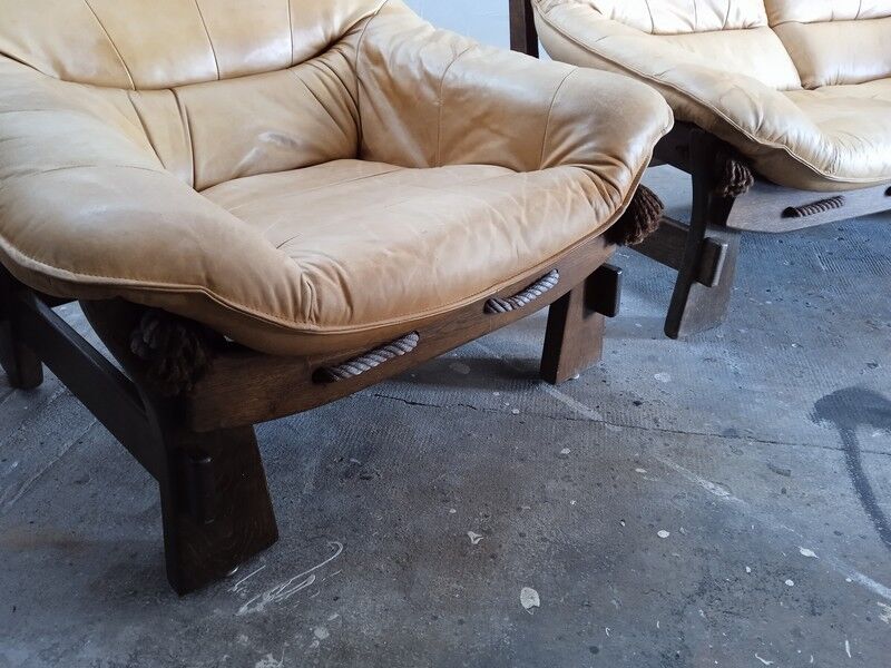 Brazilian living room sofa 2 armchairs Ep 1960 leather
