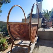 Large vintage rattan/bamboo magazine  rack Italian
