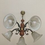 4-branch blown glass chandelier