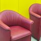 Red leather armchair on wheels, maison de sede. ( price for one )