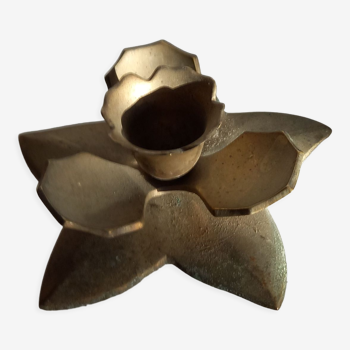 Bougeoir en métal , objet artisanal 1940-50