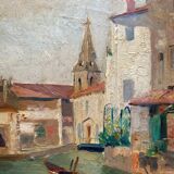 Old painting seen from Martigues dating from 1886, HSC signed