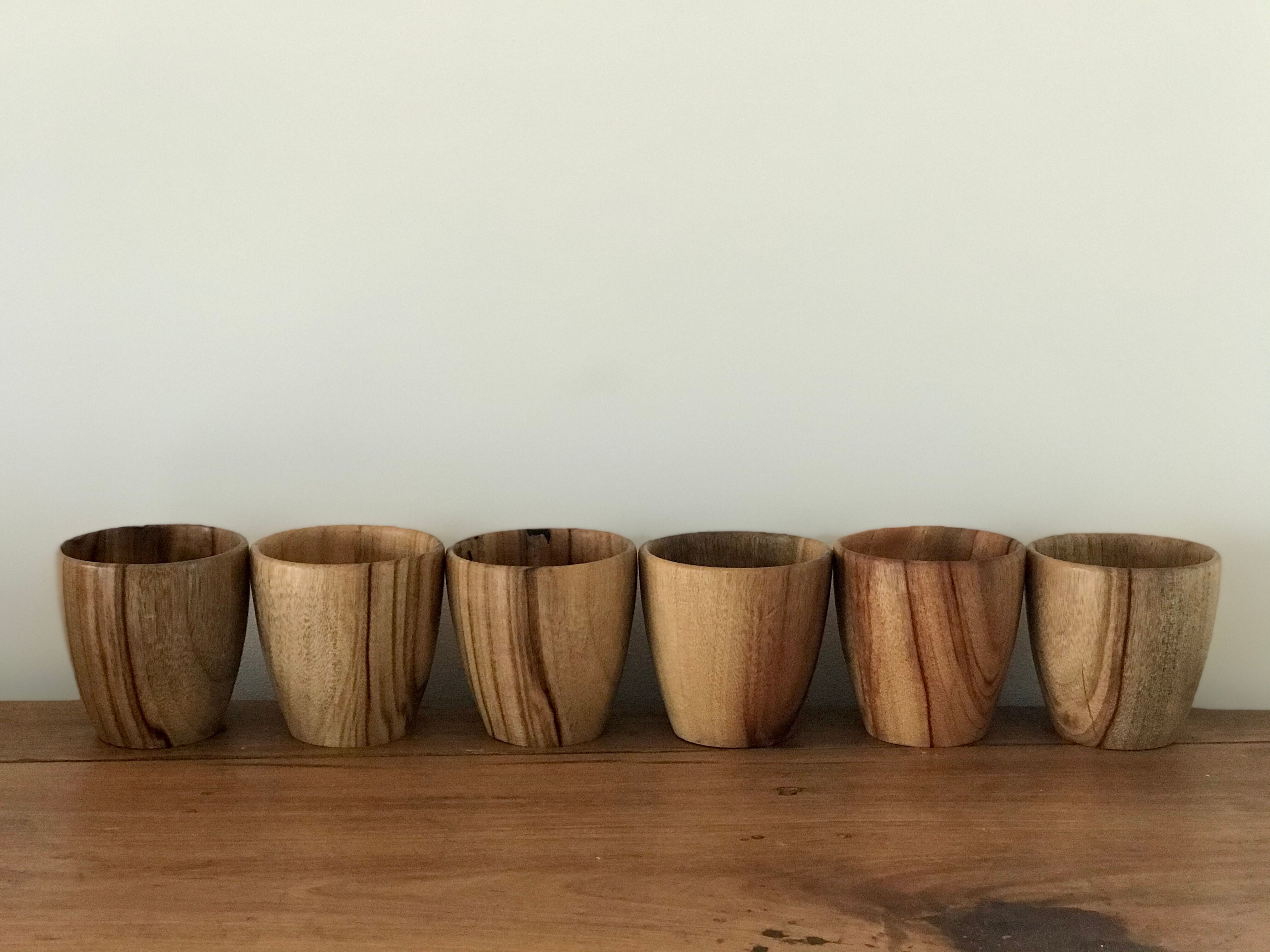 Set of 6 wooden cups