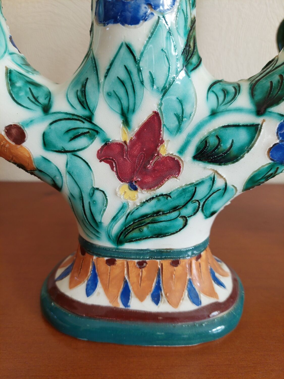 Pair of Monaco Cerart candlesticks floral decor 1950 1960