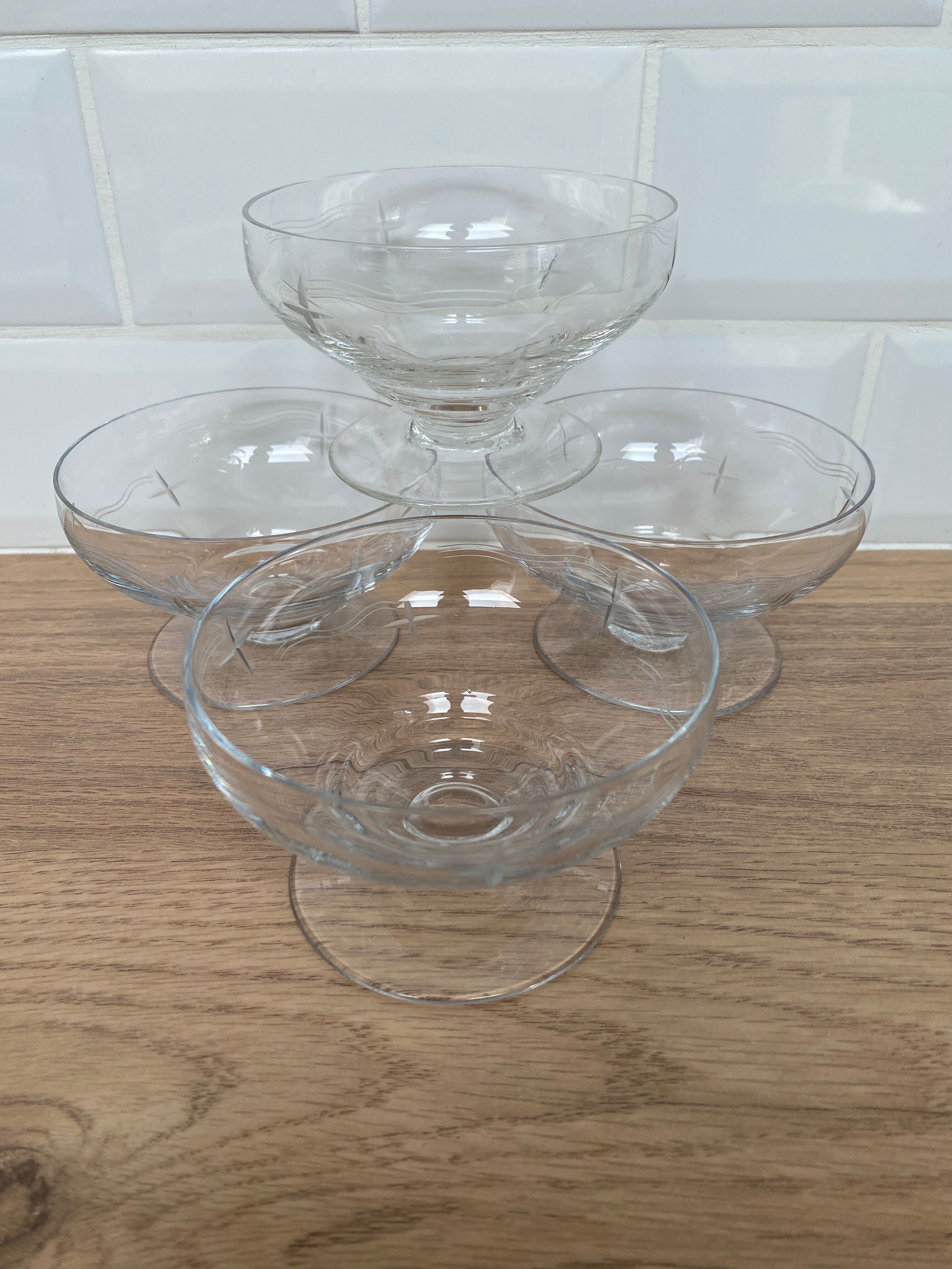 Set of 4 cut glass cups