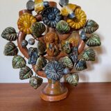 Antique terracotta tree of life candlestick