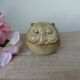 Vintage Japanese pottery owl sugar bowl 1970, zoomorphic owl sugar box