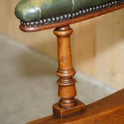 Chaise de capitaine victorienne en acajou et cuir