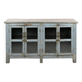 Glazed sideboard in patinated solid wood
