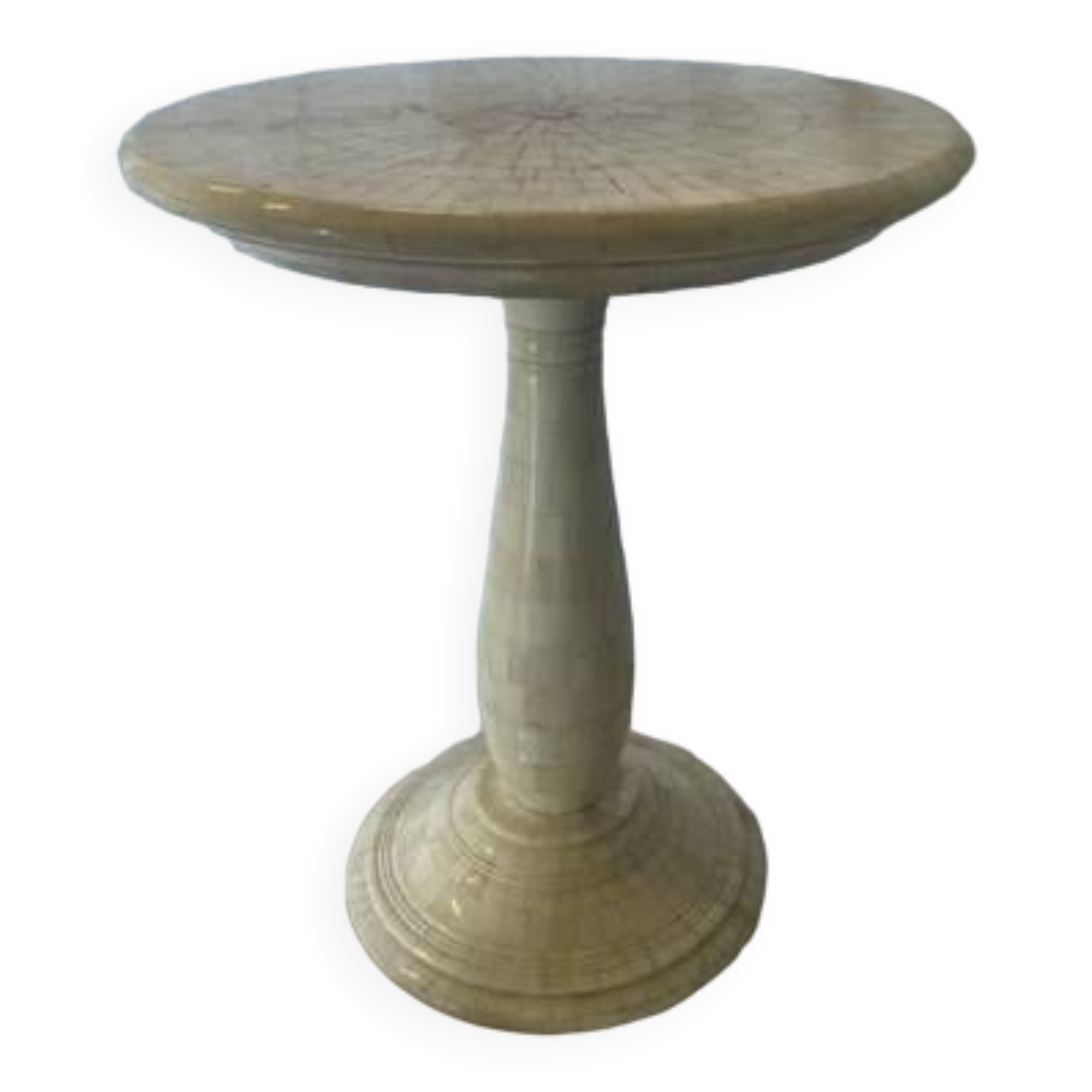 side table finished in bone marquetry