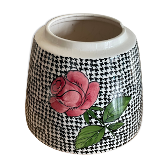 Vase décors rose et pieds de coq