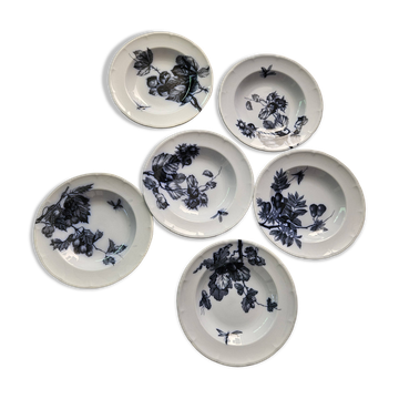 6 Longwy plates model Flowers