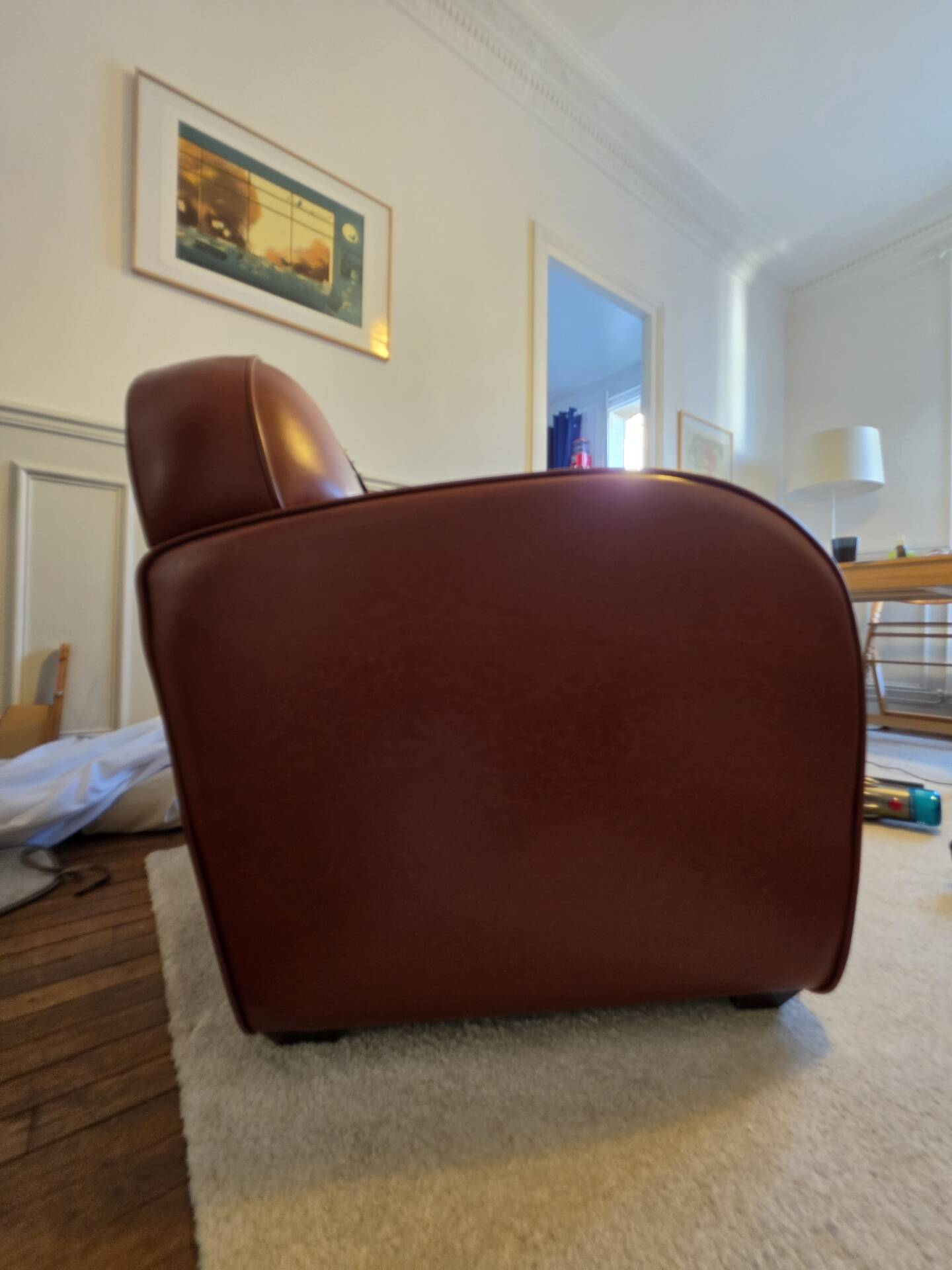 Cognac leather club armchair