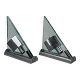 Pair of vintage Icaro wall lights by Carlo Forcolini for Artemide in glass and metal, 1986