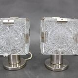 1970s Pair of Glass Table Lamps by Kamenicky Senov, Czechoslovakia