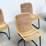 Set of six Cidue rattan dining chairs