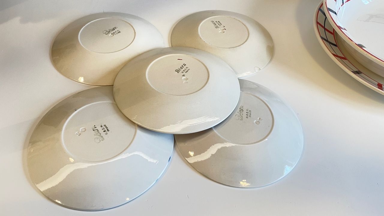 Set of 7 ceramic dishes hbcm béarn france