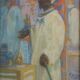 Louis Fortuney (1875-1951) Haggling at the souk, orientalist scene 46x30cm