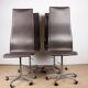 4 office chairs, in leather and aluminum, Oxford model by Arne Jacobsen.