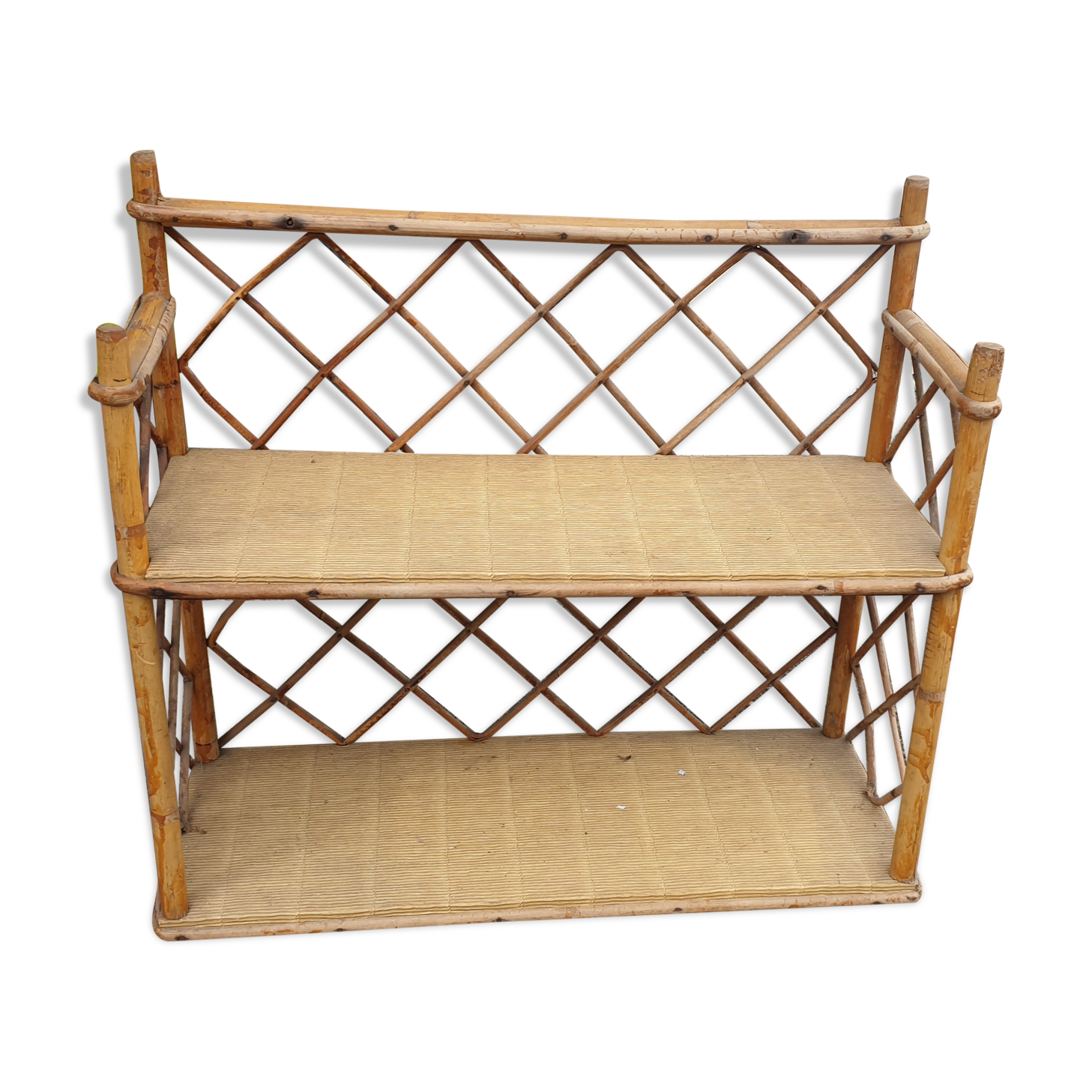 Colonial style rattan wall shelf