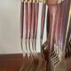 Cutlery in brass and rosewood 24pcs
